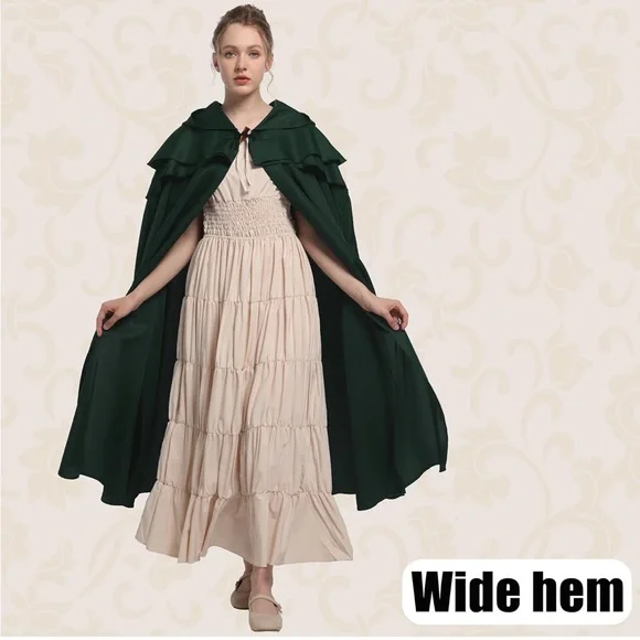 Unisex Dark Green Hooded Cloak - Picture 2 of 11